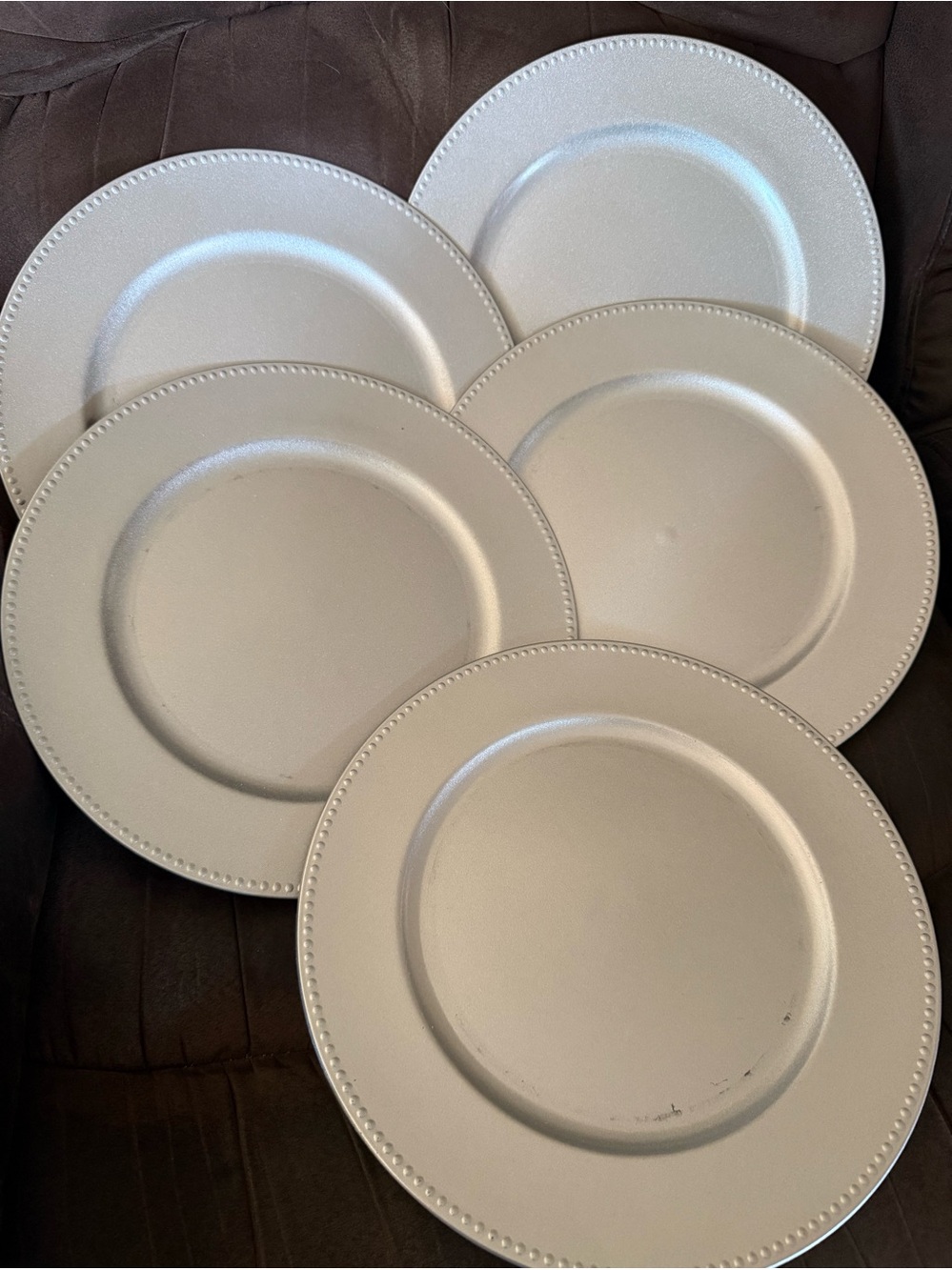 Silver Beaded plastic Charger Plate - Elegant Table Accent
